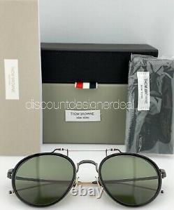 Thom Browne Round Sunglasses TBS815-53-01 Matte Gray Black Dark Green Lens 53mm