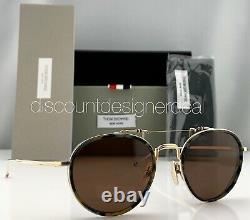 Thom Browne Round Sunglasses TBS815-53-02 Navy Tortoise Gold Brown Lens 53mm NEW