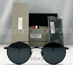 Thom Browne Round Sunglasses TB-101-C-T-BLK Matte Black Frame Dark Gray Lens 49