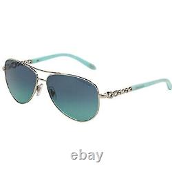 Tiffany & Co. TF3049B Women's Pilot Sunglasses Silver with Blue Gradient Lens