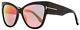 Tom Ford Cateye Sunglasses Tf371 01z 57mm Anoushka Shiny Black Ft0371