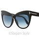 Tom Ford Cateye Sunglasses Tf523 Nika 01w Shiny Black 56mm Ft0523