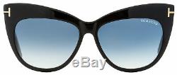 Tom Ford Cateye Sunglasses TF523 Nika 01W Shiny Black 56mm FT0523