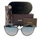 Tom Ford Ft0320 Penelope 28b Black With Gold Sunglasses Smoke Gray Gradient New 59