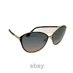 Tom Ford FT0320 Penelope 28B Black With Gold Sunglasses Smoke Gray Gradient New 59