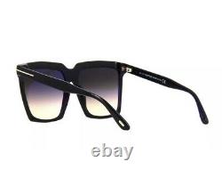 Tom Ford FT0764 764 01B Sabrina Shiny Black Smoke Gradient Sunglasses Authentic