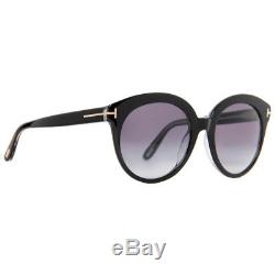 Tom Ford Monica TF 429 03W Shiny Black Crystal Gradient Women's Round Sunglasses