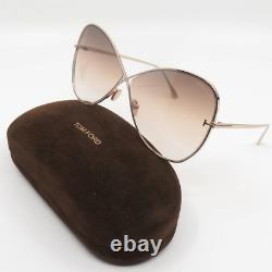 Tom Ford Nickie TF842 28F New Rose Gold/Brown Gradient Geometric Sunglasses