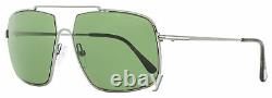 Tom Ford Rectangular Sunglasses TF585 Aiden-02 12N Dark Ruthenium/Havana 60mm FT