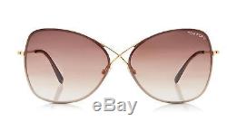 Tom Ford Sunglasses FT0250 28F Colette Butterfly Shiny Rose Gold Brown Gradient