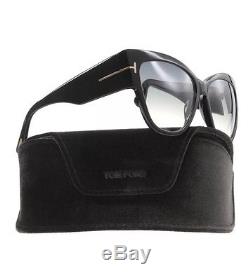 Tom Ford Sunglasses TF371 Anoushka 01B Black Grey Gradient Women Cateye Case NEW