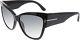 Tom Ford Women's Gradient Anoushka Ft0371-01b-57 Black Cat Eye Sunglasses