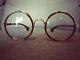Tortise-shell Patten Round Oversized Metal Frame Vintage Fashion Glasses