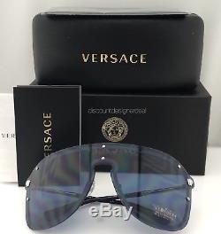 VERSACE MEDUSA MADNESS VE2180 Sunglasses 1000/80 Silver / Blue Lenses Brand New
