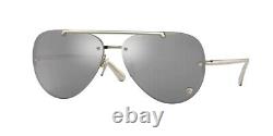 VERSACE VE2231 12526G Pale Gold Lt Grey Mirror Silver 60 mm Women's Sunglasses