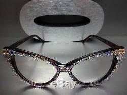 VINTAGE 60's CAT EYE Style Clear Lens EYE GLASSES Iridescent Crystals Handmade