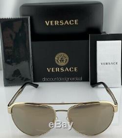 Versace Aviator VE2165 Sunglasses Pale Gold Gold Mirror 1252/5A 58mm NEW