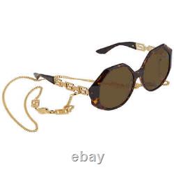 Versace Dark Brown Geometric Ladies Sunglasses VE4395 534673 59 VE4395 534673 59