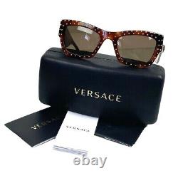 Versace MOD 4358 Sunglasses Tortoise Brown withGold Studs Brown Lenses Luxury