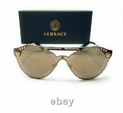 Versace VE2161B 12525A Pale Gold Brown Mirror Lens Women Sunglasses 42mm
