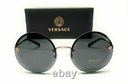 Versace VE2176 125287 Pale Gold Grey Lens Women's Round Sunglasses 59mm
