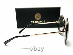 Versace VE2176 125287 Pale Gold Grey Lens Women's Round Sunglasses 59mm