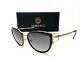 Versace Ve2203 143811 Black Gold Grey Grad Lens Women Cat Eye Sunglasses 53mm