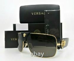 Versace VE2207-Q 1002/3 BAROQUE Gold Shield Medusa Havana New Sunglasses withBox
