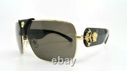 Versace VE2207-Q 1002/3 BAROQUE Gold Shield Medusa Havana New Sunglasses withBox