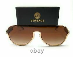 Versace VE2215 100213 Gold Brown Gradient Women's Pilot Metal Sunglasses 39 mm