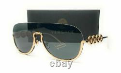 Versace VE2215 100287 Gold Grey Women's Pilot Metal Sunglasses 39mm