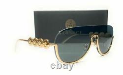 Versace VE2215 100287 Gold Grey Women's Pilot Metal Sunglasses 39mm