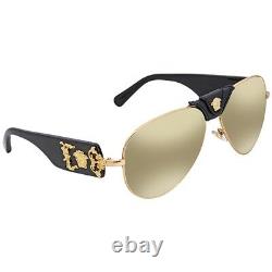 Versace VE 2150Q 1002/5A Gold withLight Brown Gold Mirror Sunglasses 62 MM 10025A