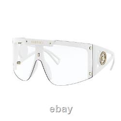 Versace VE 4393 401/1W White Plastic Shield Sunglasses Green and Grey Clip On