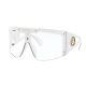 Versace Ve 4393 401/1w White Plastic Shield Sunglasses Green And Grey Clip On