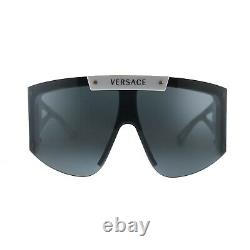 Versace VE 4393 401/87 White Plastic Shield Sunglasses Grey Lenses