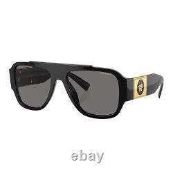 Versace VE 4436U GB1/81 Black Plastic Pillow Sunglasses Grey Polarized Lens