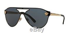 Versace Women's VE 2161 100287 42 Black Shield Sunglasses NEW IN BOX 1002/87