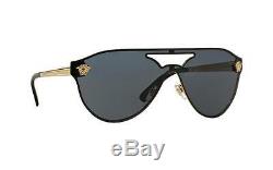 Versace Women's VE 2161 100287 42 Black Shield Sunglasses NEW IN BOX 1002/87
