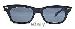 Vintage Cat Eye Sunglasses MID Century 1950's Ladies Black Frame Blue Lenses Nos