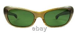 Vintage Cat Eye Sunglasses Olive Transparent Green Lenses Ladies Unused 50's