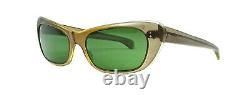 Vintage Cat Eye Sunglasses Olive Transparent Green Lenses Ladies Unused 50's