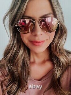 Women Ray Ban Aviator Pilot Sunglasses Pink Unisex Mirrored USA