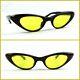 Yellow Cute Sunglasses Vintage Cat Eye Olive Candy Stylish Italy 50s Mid-century