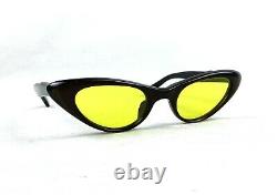 YELLOW CUTE SUNGLASSES VINTAGE CAT EYE OLIVE CANDY STYLISH ITALY 50s MID-CENTURY