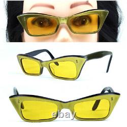 Yellow Sunglasses Vintage Cat Eye With Orange Lenses 1950s France Made