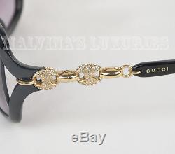 $ 500 Gucci Lunettes De Soleil Noir Gg 3597 / N / F / S Reweu Swarovski Cristal Marina Chaîne