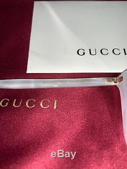 Authentique Gucci Gg0026o-003 Femmes Designer Ivoire Cat Lunettes 53mm Perle Nouveau