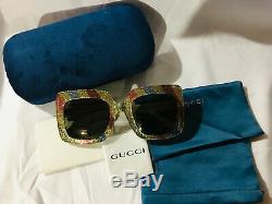 Authentique New Gucci Lunettes De Soleil 004 Multicolor Gg0328s Femmes Abat-jour Carré 53mm