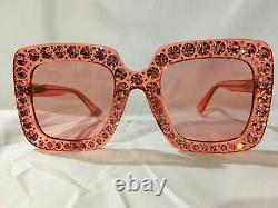 Authentique Nouvelle Gucci Gg0148s Lunettes De Soleil Crystal Pink Frame Lens